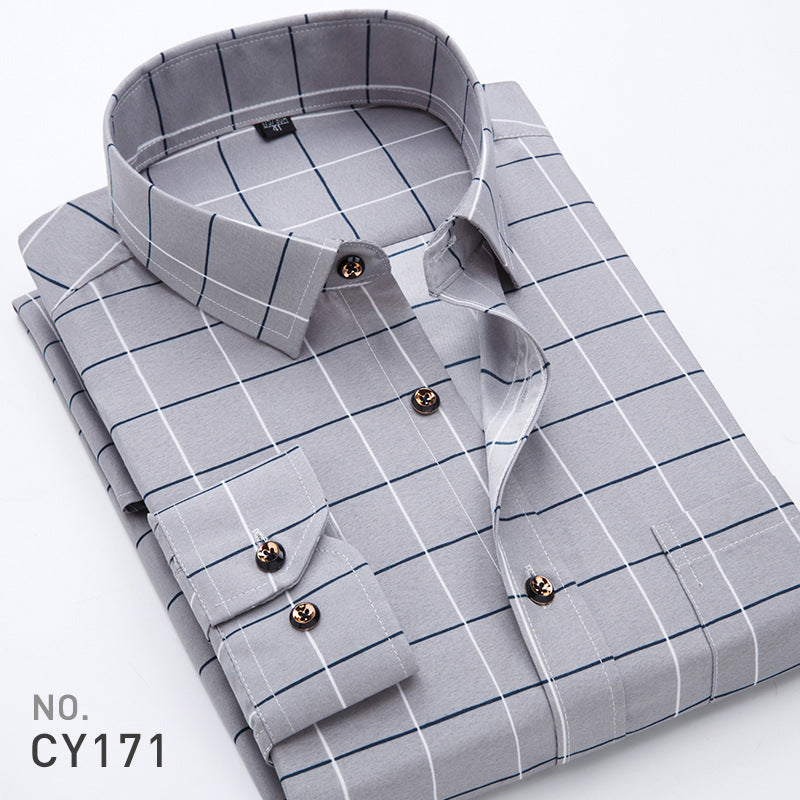 Men’s Slim Fit Printed Long Sleeve Dress Shirt – Korean Style Casual Fashion