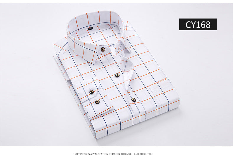 Men’s Slim Fit Printed Long Sleeve Dress Shirt – Korean Style Casual Fashion
