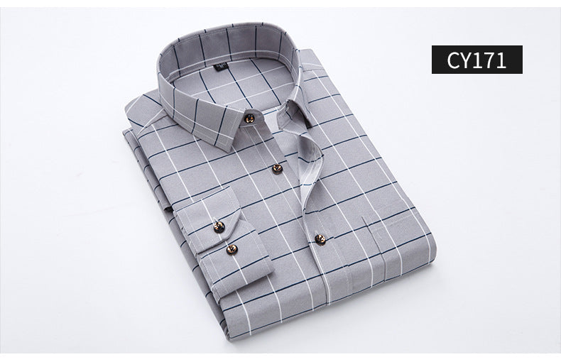 Men’s Slim Fit Printed Long Sleeve Dress Shirt – Korean Style Casual Fashion