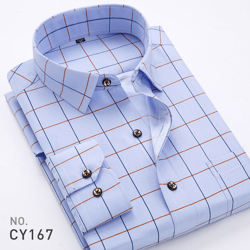 Men’s Slim Fit Printed Long Sleeve Dress Shirt – Korean Style Casual Fashion