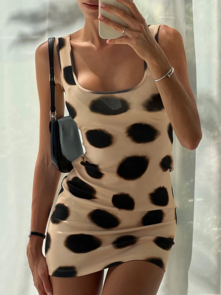 Women’s Two-Tone Printed Long Sleeve Midi Dress – Elegant Y2K Party & Club Dress