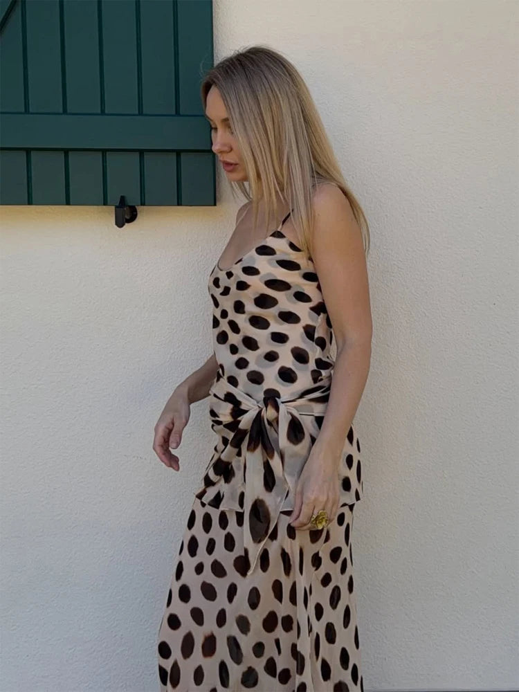 Women’s Two-Tone Printed Long Sleeve Midi Dress – Elegant Y2K Party & Club Dress